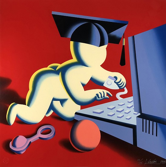 Mark Kostabi, The Early Nerd Gets the Worm
Color Serigraph