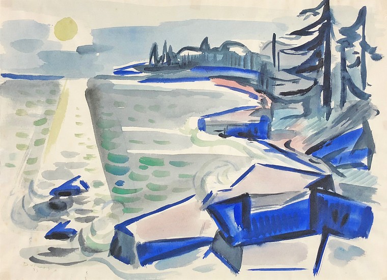 Werner Drewes, Maine Coast with Sunset and Pines
1975, Watercolor