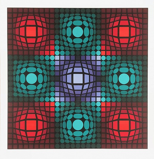 Victor Vasarely, Red and Green Bubbles
Color Lithograph