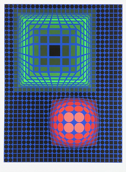 Victor Vasarely, Sphere and Cube Bubbles
Color Lithograph