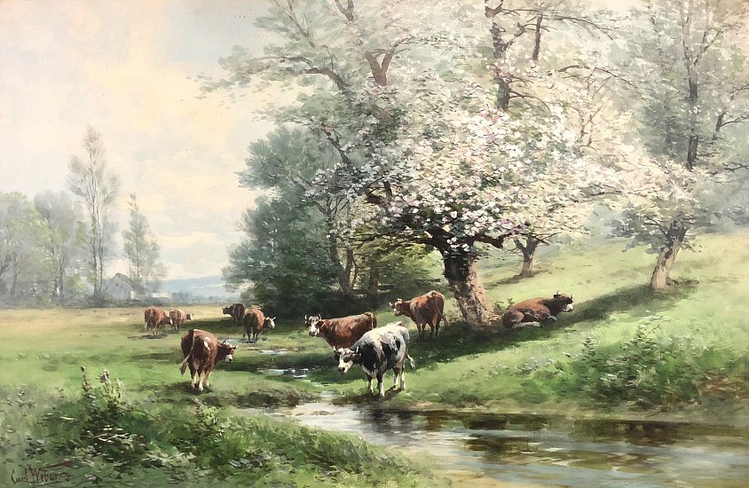Carl Weber, Springtime in the Meadows
Watercolor