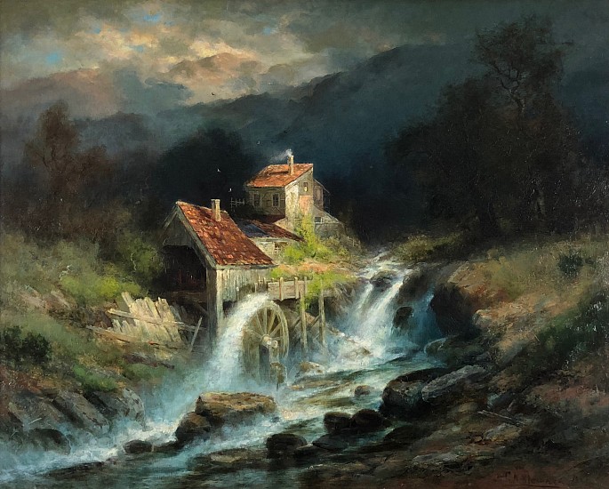 Schearer C.H., House with Water Mill in Mountains
1889, Oil on Canvas