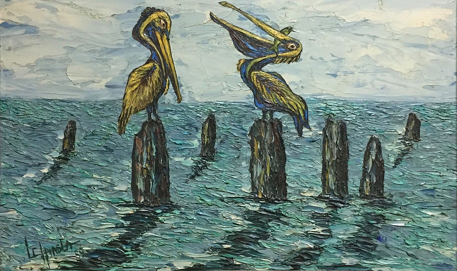 Louis Carl Hvasta, Pelicans
1959, Oil on Panel