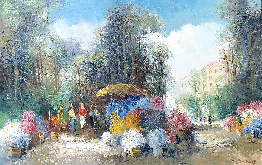 Willi Bauer, Flower Sellers
Oil on Canvas