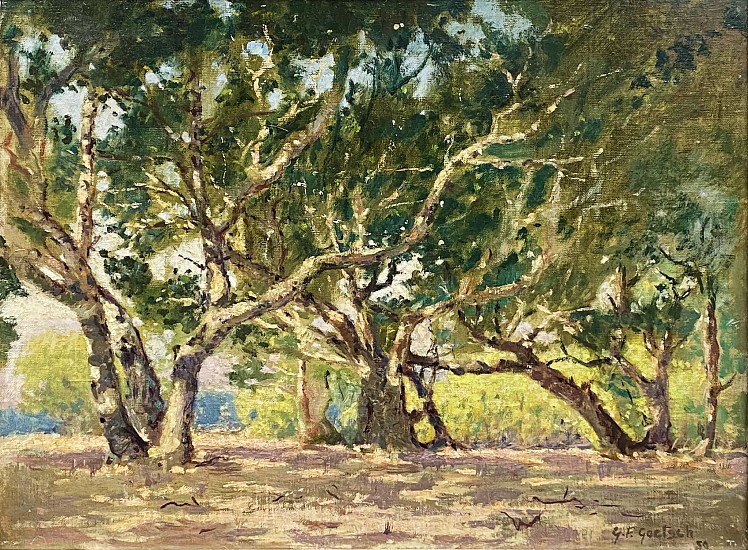 Gustav Goetsch, California Landscape
1950, Oil on Board