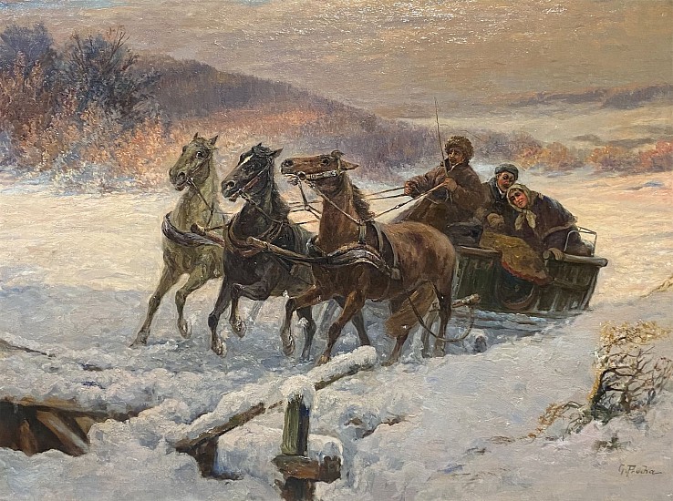 Gustav Prucha, Merry Wedding Sled
Oil on Canvas