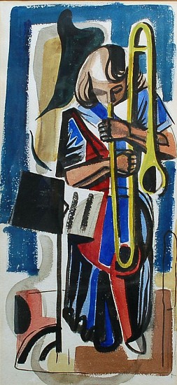 Marian Mckinney, Musician Playing Trombone
Watercolor
