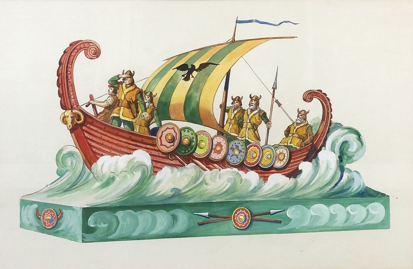 Frank B Nuderscher, Viking Ship
Watercolor, Pencil & Gouache