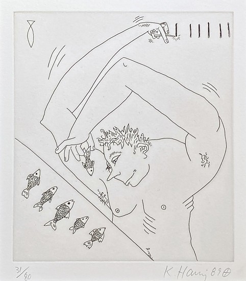 Keith Haring, Figure and Fish (from The Valley Suite)
1989, Engraving