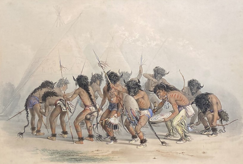 George Catlin, Buffalo Dance
1840, Hand Colored Stone Lithograph