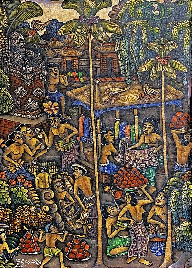 Ida Bagus Made Widja, Village Market, Bali
Acrylic on Canvas