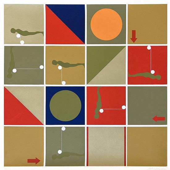 Ernest Tino Trova, Falling Man, Multicolored Squares
1967, Silkscreen