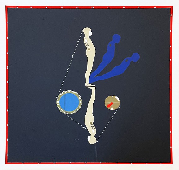 Ernest Tino Trova, Falling Man, Black & Blue with Red Box
1967, Silkscreen