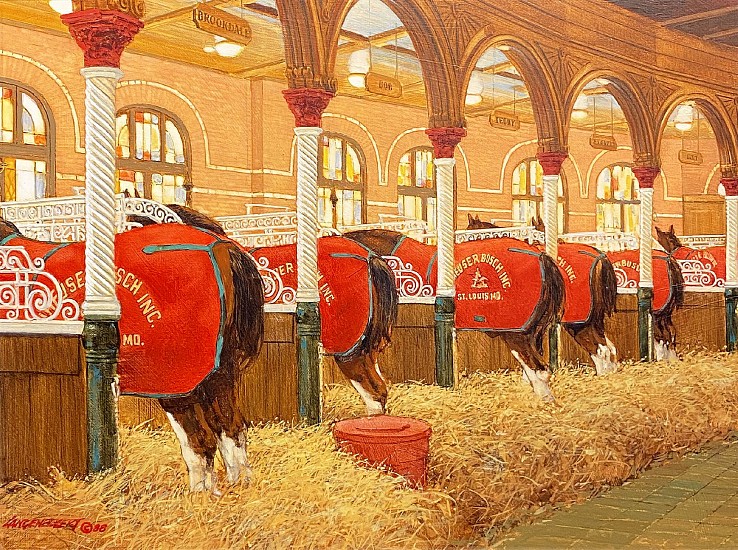 Don Langeneckert, A & B Stable in City of St. Louis
1988, Oil on Canvas Laid To Board