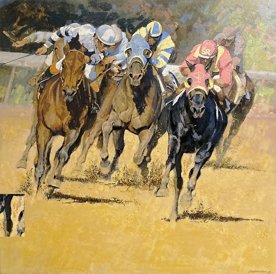 Don Langeneckert, Playfellow, Racehorse, Yellow, Blue
1983, Gouache on Illustration Board