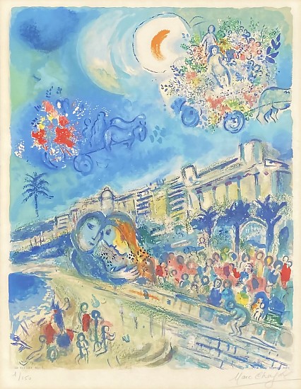 Marc Chagall, Bataille de Fleurs (Carnaval of Flowers), from Nice and the Côte d’Azur
1967, Color Lithograph