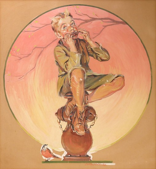 Cyrus Baldridge, Boy with Harmonica
Gouache on Board