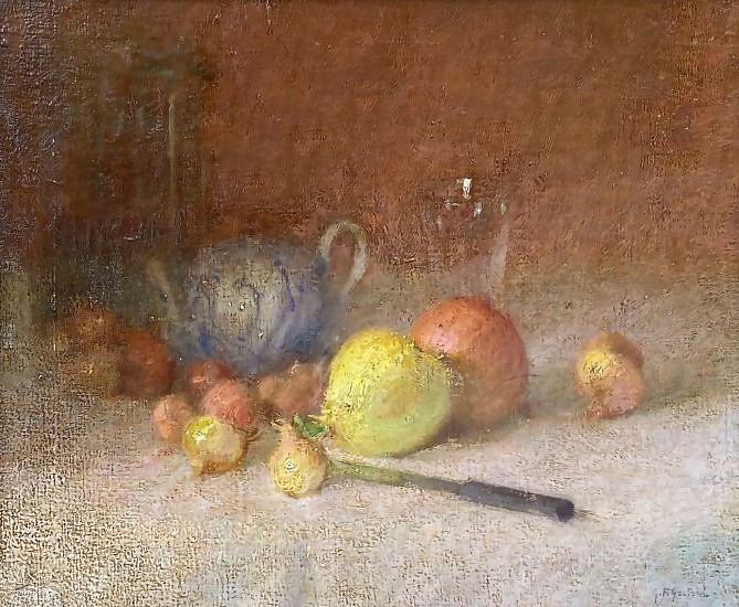 Gustav Goetsch, Onions and Knife
Oil on Masonite