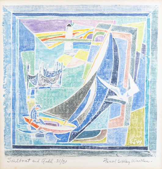 Ferol Sibley Warthen, Sailboat and Gull
Color Woodblock