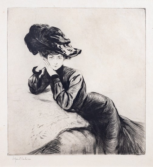 Edgar Chahine, La Femme au Chapeau a Plumes
Engraving