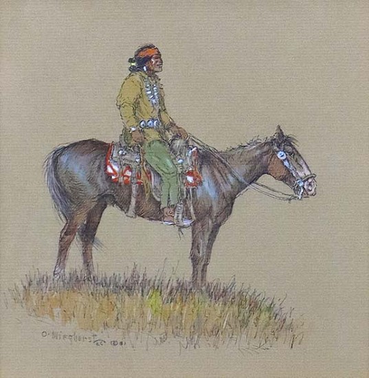 Olaf Wieghorst, Warrior on Watch
1981, Pen, Ink and Watercolor