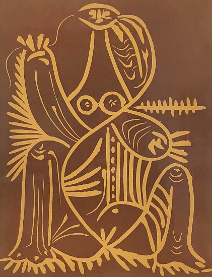 Pablo Picasso, Diurnes (Femme Assise En Pyjama De Plage II)
1962, Linoleum Cut