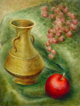 TINDALL.STILL.LIFE.URNGRAPESAPPLE.Small