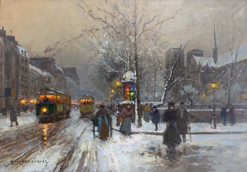 Edouard Cortes, Quai de la Seine, Notre Dame en Hivre
Oil on Canvas