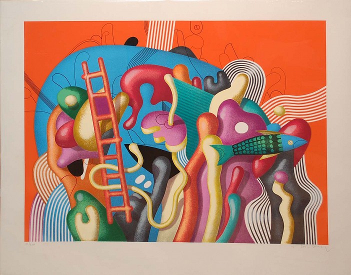 Yankel Ginzberg, Abstract with Orange Background
Color Lithograph