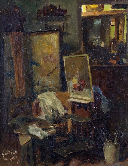 Gustav Goetsch, Easel and Still Life
1963, Oil on Board