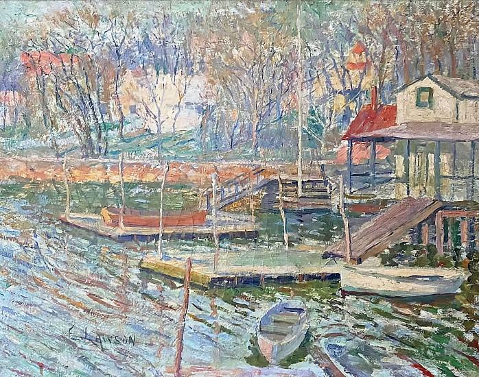 Ernest Lawson, Docks Along the Harlem River, Springtime
1917, Oil on Canvas
