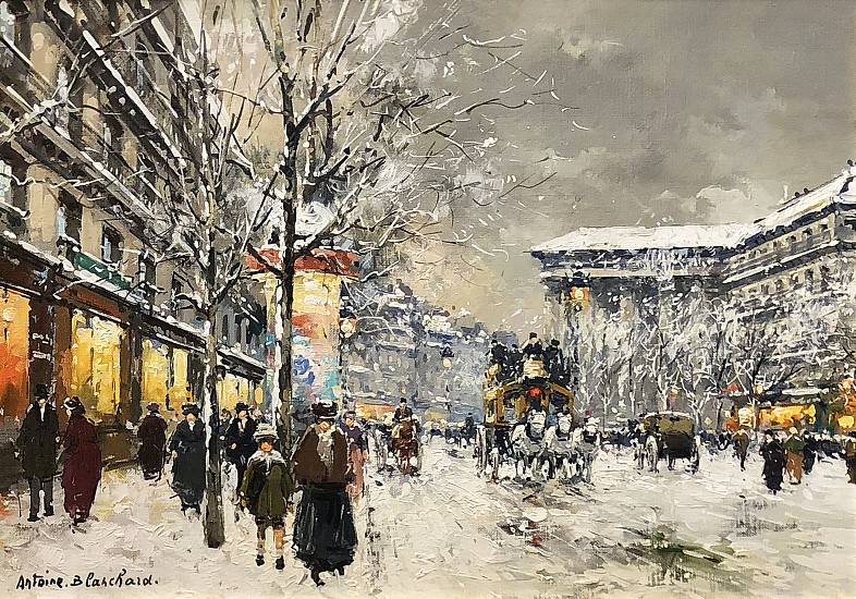 Antoine Blanchard, Boulevard de la Madeleine Sous la Neige
Oil on Canvas