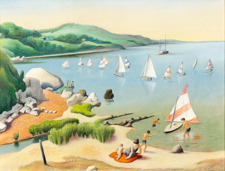 Thomas Hart Benton, Sailboats on Menemsha Pond
1970, Pastel